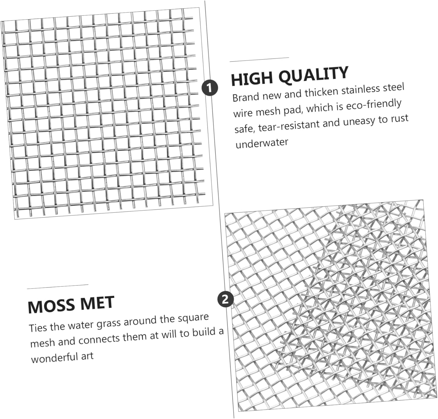 Mobestech 8Pcs Stainless Steel Wire Mesh Pad Grass Plant Fixed Net Moss Met Aquarium Fixed Mesh Pad Aquatic Plants Meet