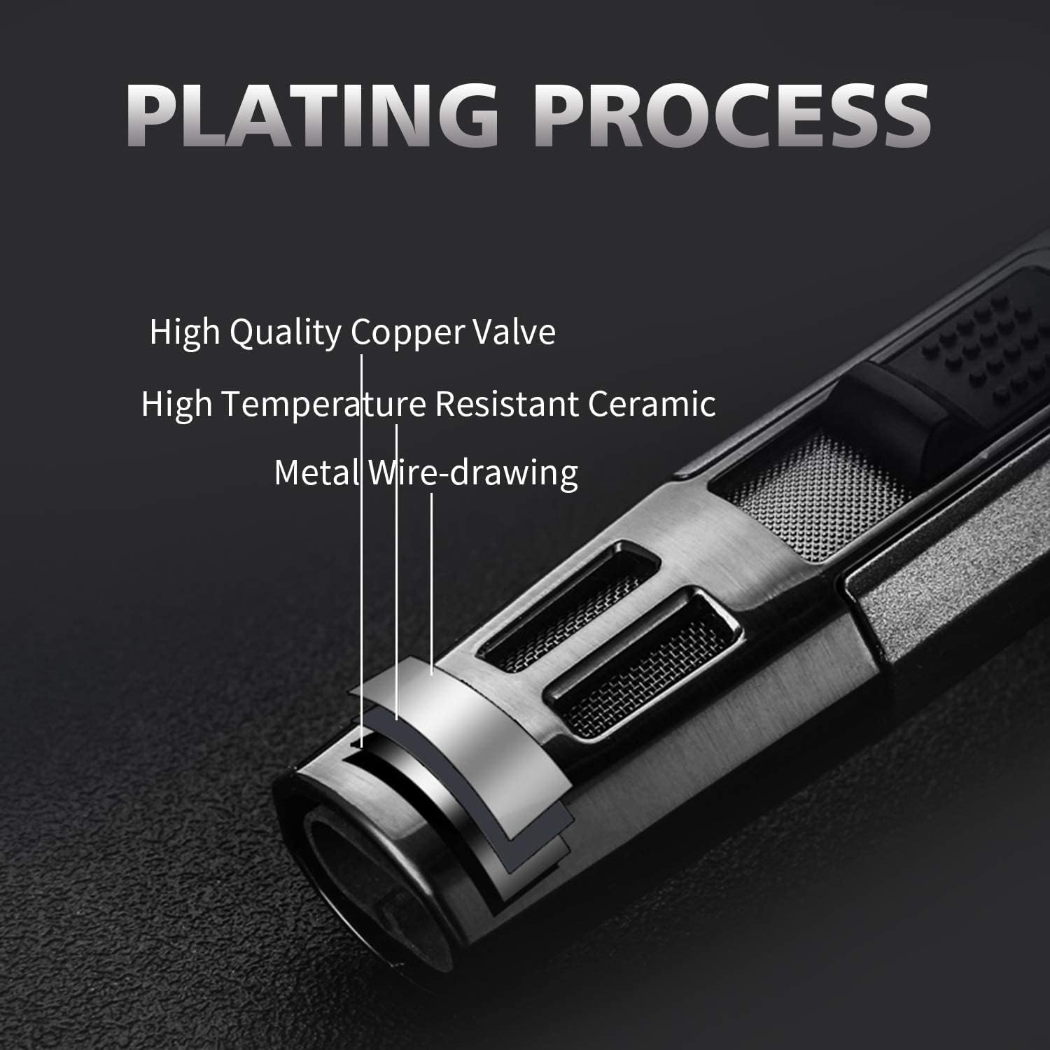 2Pack Torch Lighters Refillable Butane Gas Lighter Windproof Double Jet Flame Adjustable Butanetorch Blow Lighters for BBQ Camping(Without Gas) image number 3