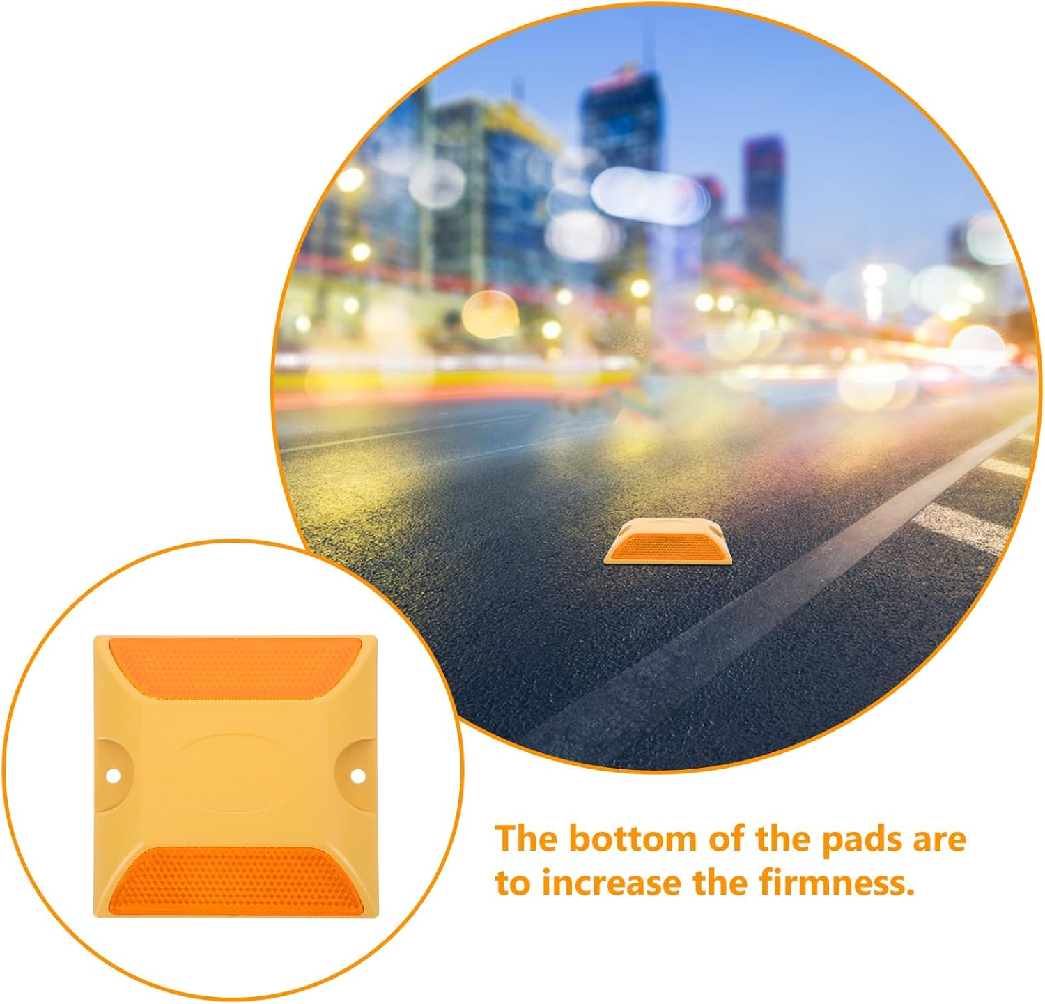 ULTECHNOVO Road Reflectors Pack of 8 | 4 by 4 Inch Street Pavement and Asphalt Stud Markers | Great for Speed Bumps, Sidewalks, Pedestrian Crossings, Freeways and Driveways | Industrial Grade Material image number 1