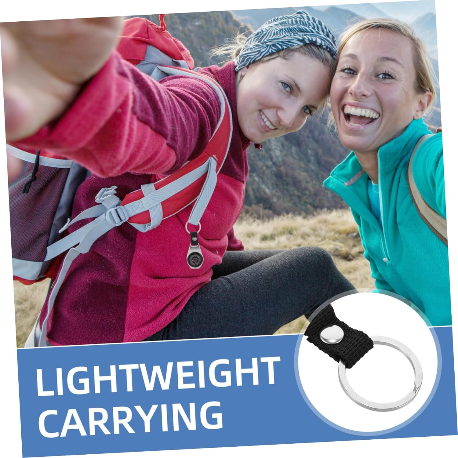 Carabiner Compass Pocket Compass Keychain Compass for Men Mini Compass Outdoor Keychain Compass Camping Accessory Compass Hiking Small Compass Zinc Alloy image number 2