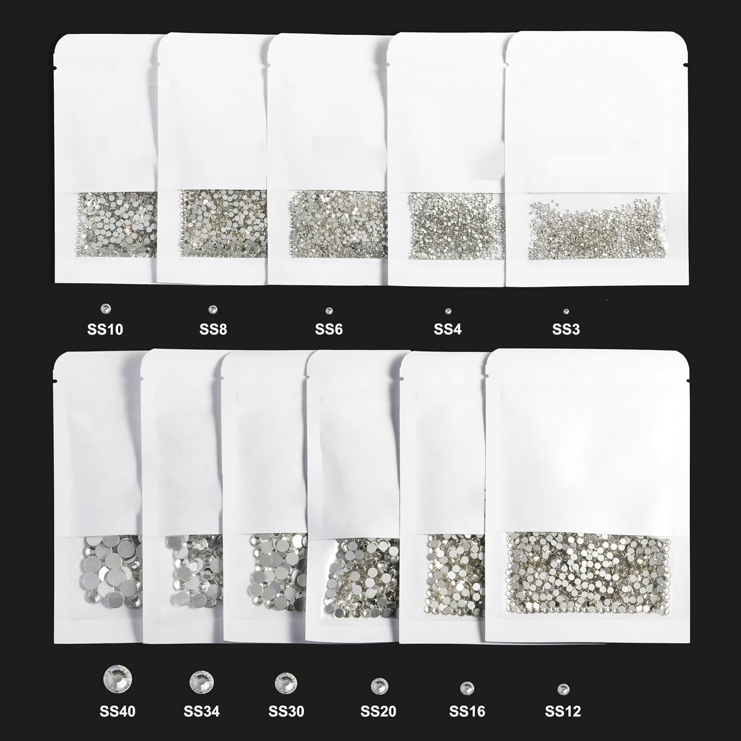 MYUER Flat Back Crystal Rhinestones, round Gems for Nail Art and Craft, Crystal AB (Crystal Ab-Ss20/1440Pcs) image number 3
