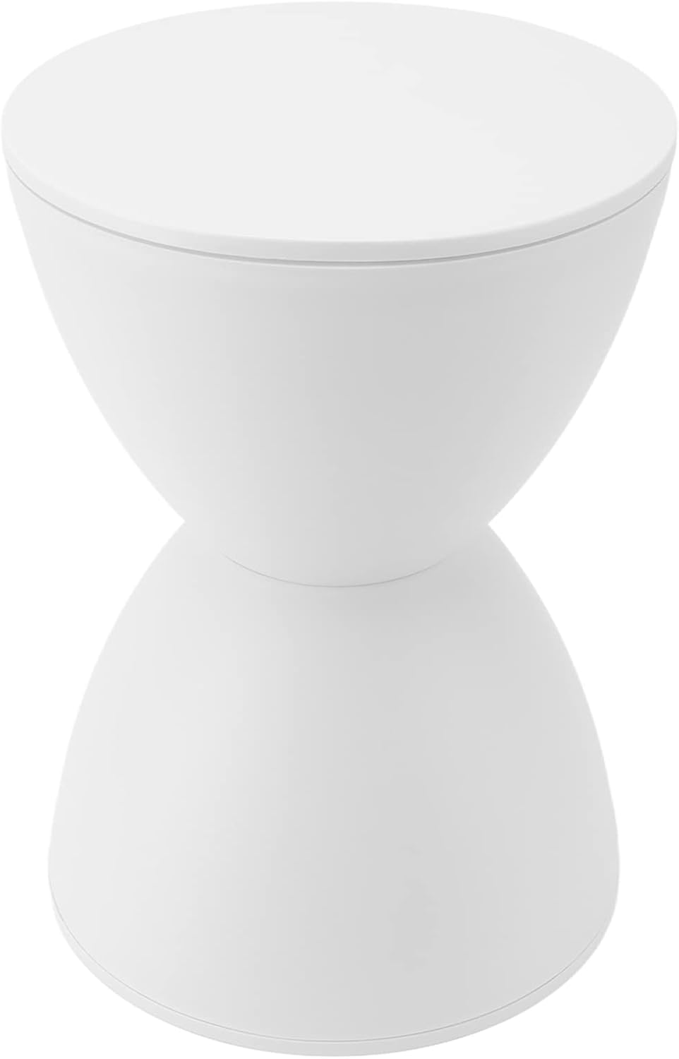 Hourglass Shaped Side Table, Modern Plastic Nordic round Stool, Simple and Elegant Design, 11.81In Diameter, 16.54In Height, Multifunctional, Wear Resistant, Waterproof, Scratch