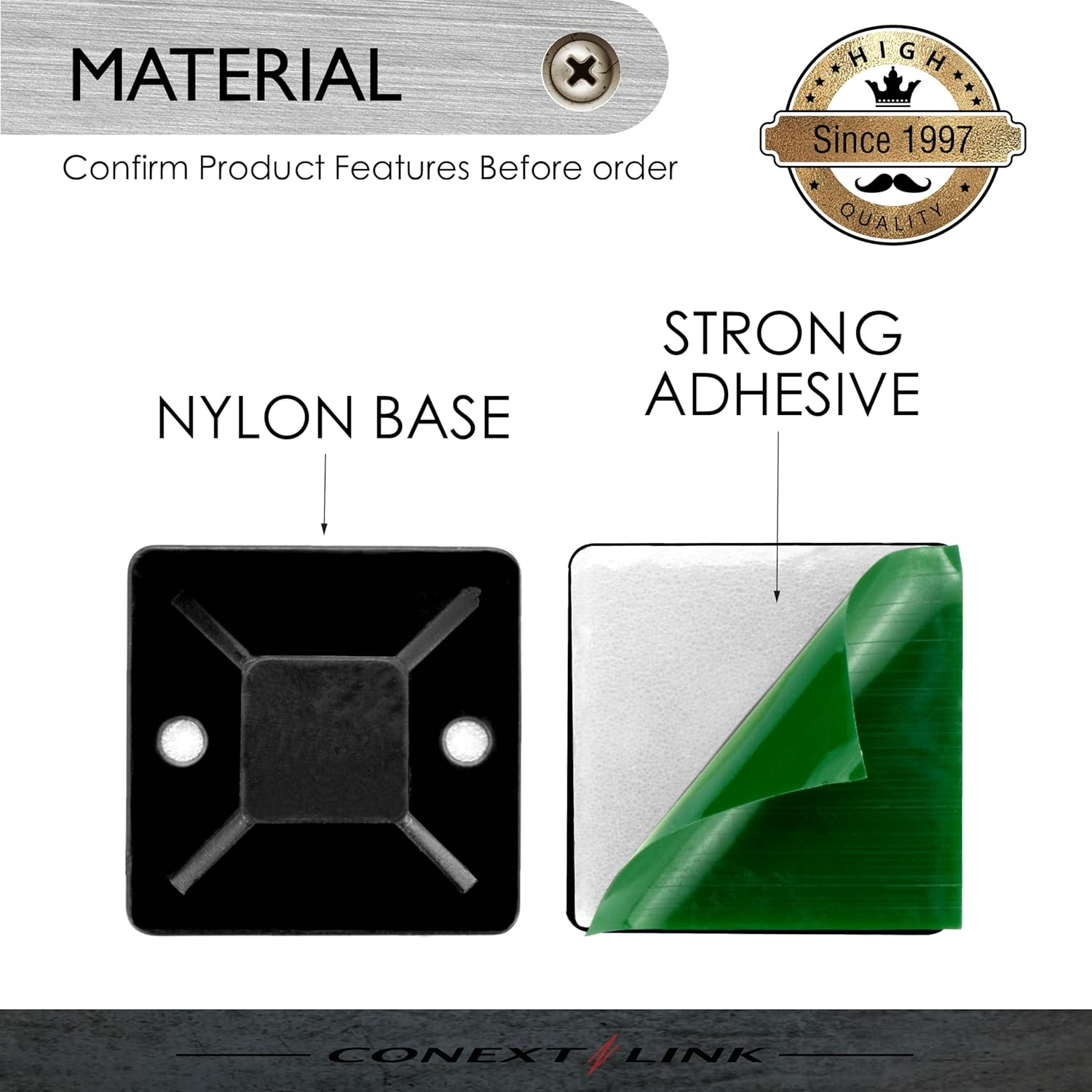 100 Pack Adhesive Cable Tie Wire Zip Clamp Mount Clip Holder Base 20 * 20Mm image number 1