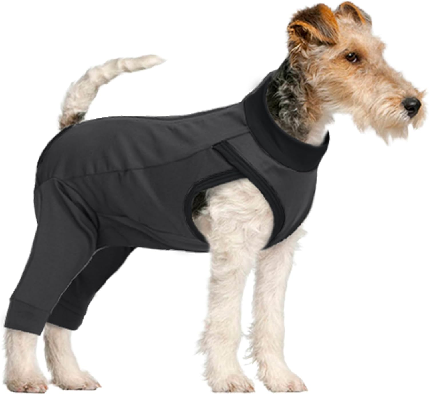 Lelepet Dog Recovery Suit for Front Legs, Dog Sleeve to Stop Licking, Elbow Protector for Leg Injuries Shoulder Wounds after Surgery Male Female,Zippered Long-Sleeved Shirt Cone Alternative(S-3Xl)