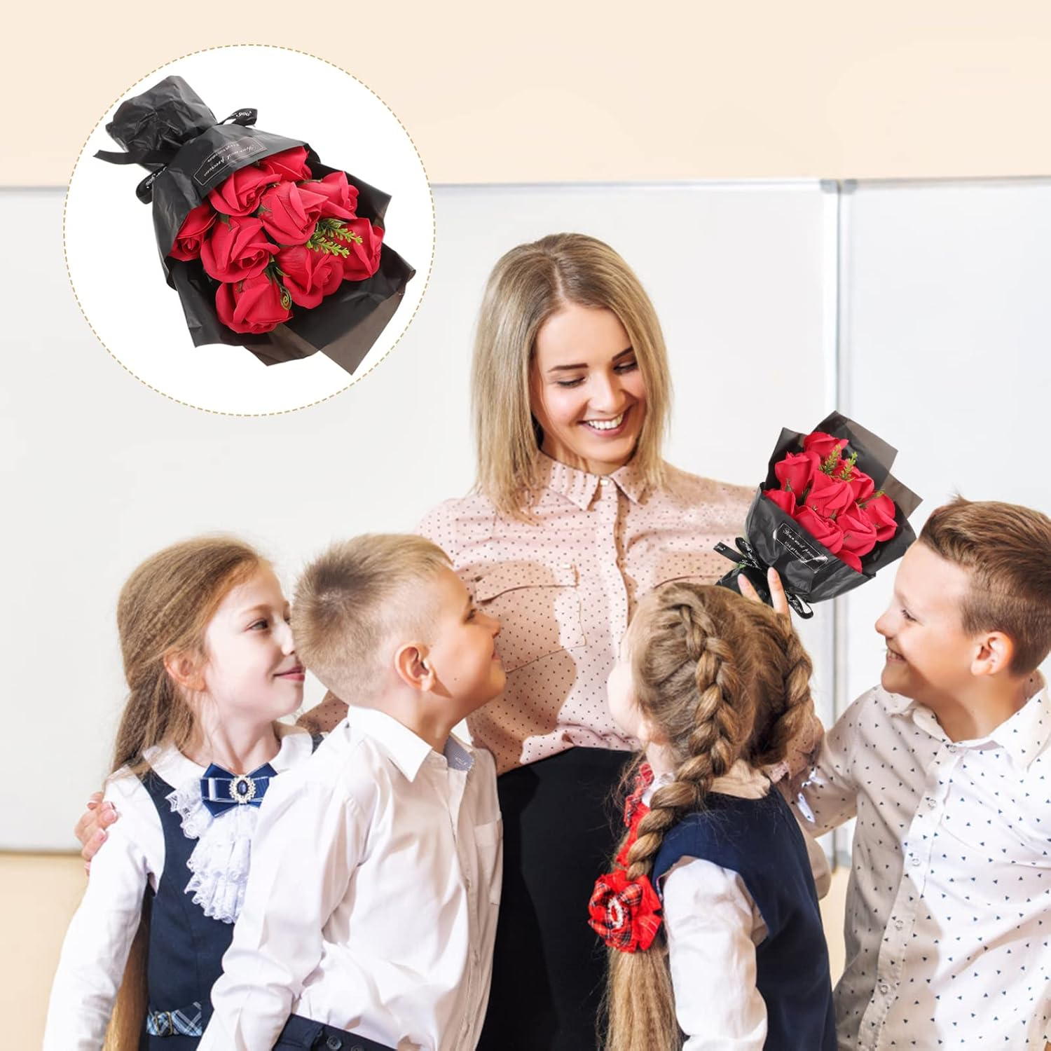 HOMSFOU 2Pcs Flower Soap Bouquet Realistic Artificial Scented Petals Mother'S Day Decorative for Bathroom image number 6