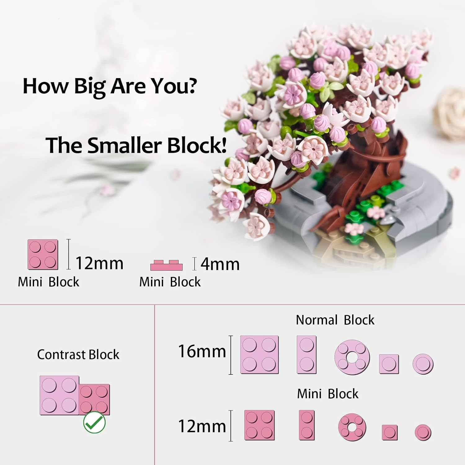 Mini Bricks Flowers Bonsai Model 426 Pcs Creative DIY Simulation Mini Particle Flower Botanical Collection Construction Building Toy