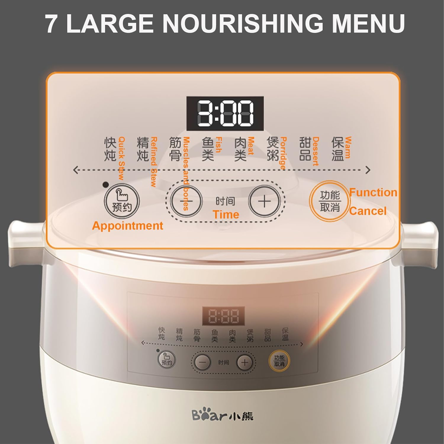 Electric Stew Pot, 4.5L Multi-Function Ceramic Inner Slow Cookers, 9.5H Smart Appointment Health Pot for Stew Pot, Soup, Baby Porridge, Desserts, Bird'S Nest Stew, 600W image number 2