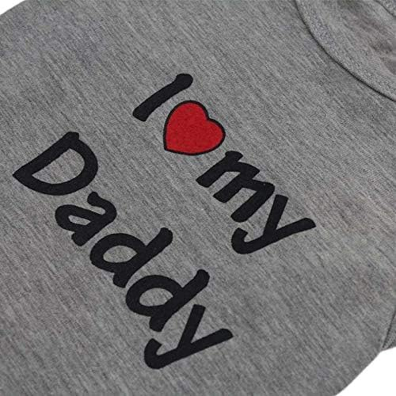 2 PCS I Love My Mommy/Daddy Pattern Dog T-Shirts Clothes Dog Shirts Apparel Summer Outfit Coats for Small Dogs Cat Pet Puppy (XS, Grey) image number 4
