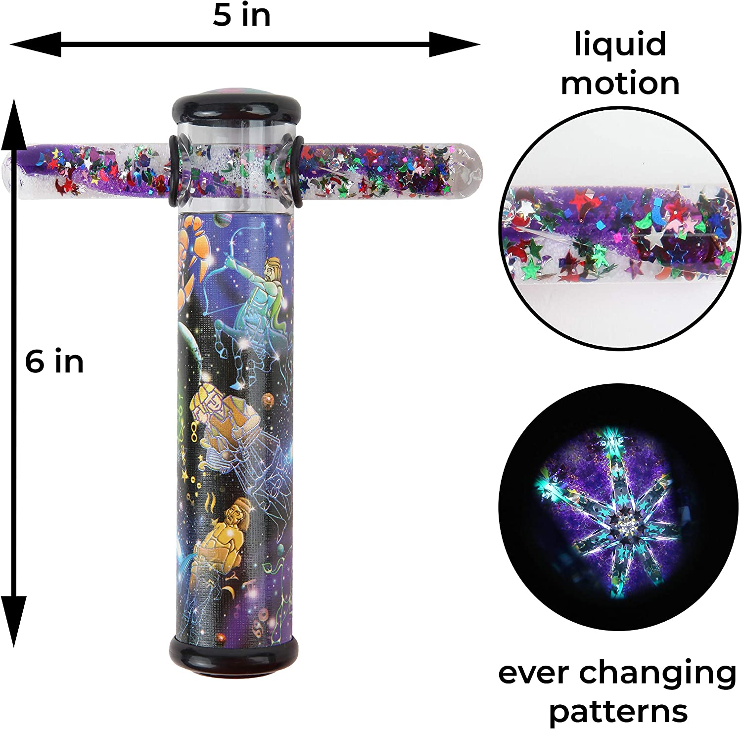 Playlearn Kaleidoscope Glitter Wand - 6 Inch Scope with 5 Inch Glitter Wand (Space) image number 3