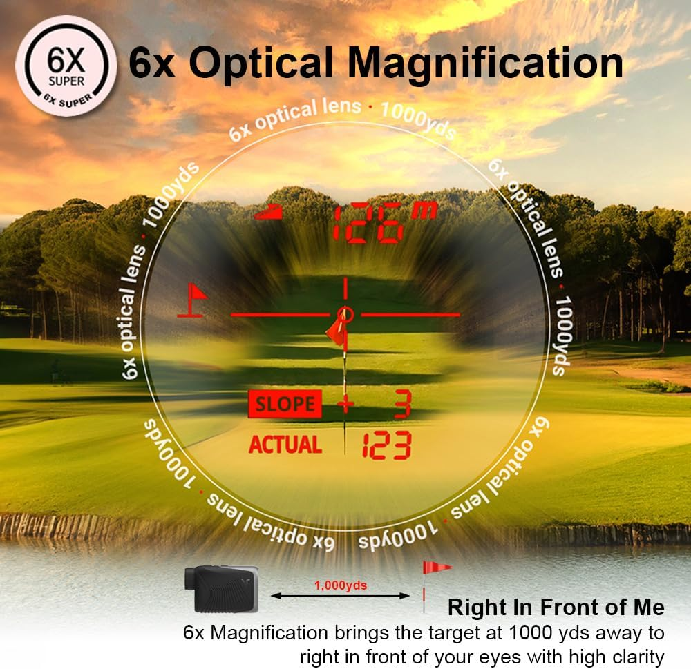 Voice Caddie L6 Golf Laser Rangefinder with Slope On/Off Measurement | 0.1 Seconds Spot Meaure | Flag Pole Locking Vibration Function | Continuous Scan Mode | 6X Magnification | 1,000 Yards image number 1