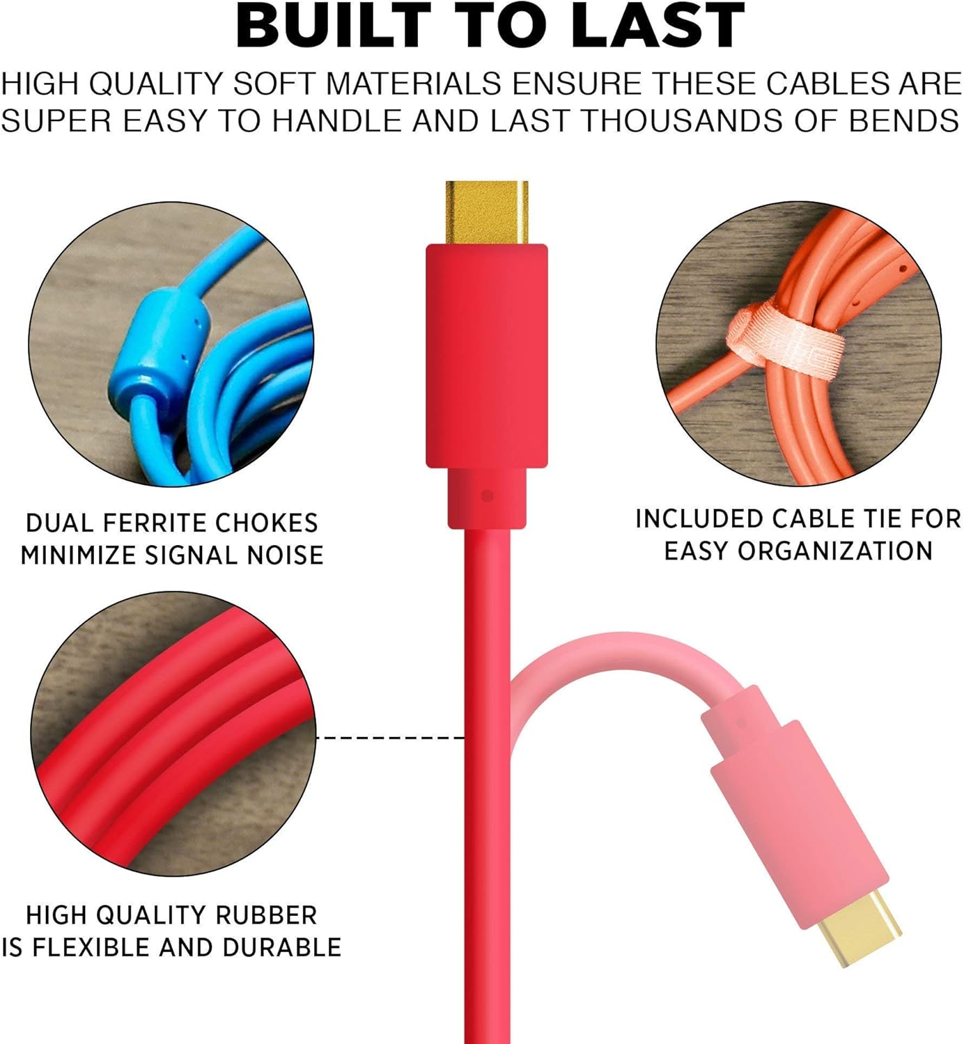 DJ Techtools Chroma Cables: Audio Optimized 1.5M USB-C to USB-B Cable with 56K Resistor (Neon Orange, 1.5M) image number 3