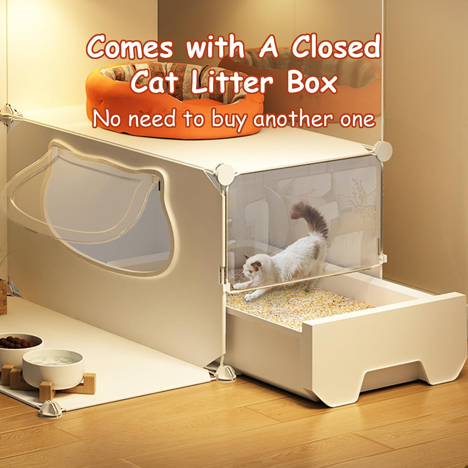 Taoluwin Cat Cage, Space-Saving Cat Villa with Litter Box, 360&deg; Semi-Enclosed Kennel Playpen for Indoor Cats, Easy Assembly Pet Cage for Home, RV, Travel (2 Rows) - 2 Rows image number 3