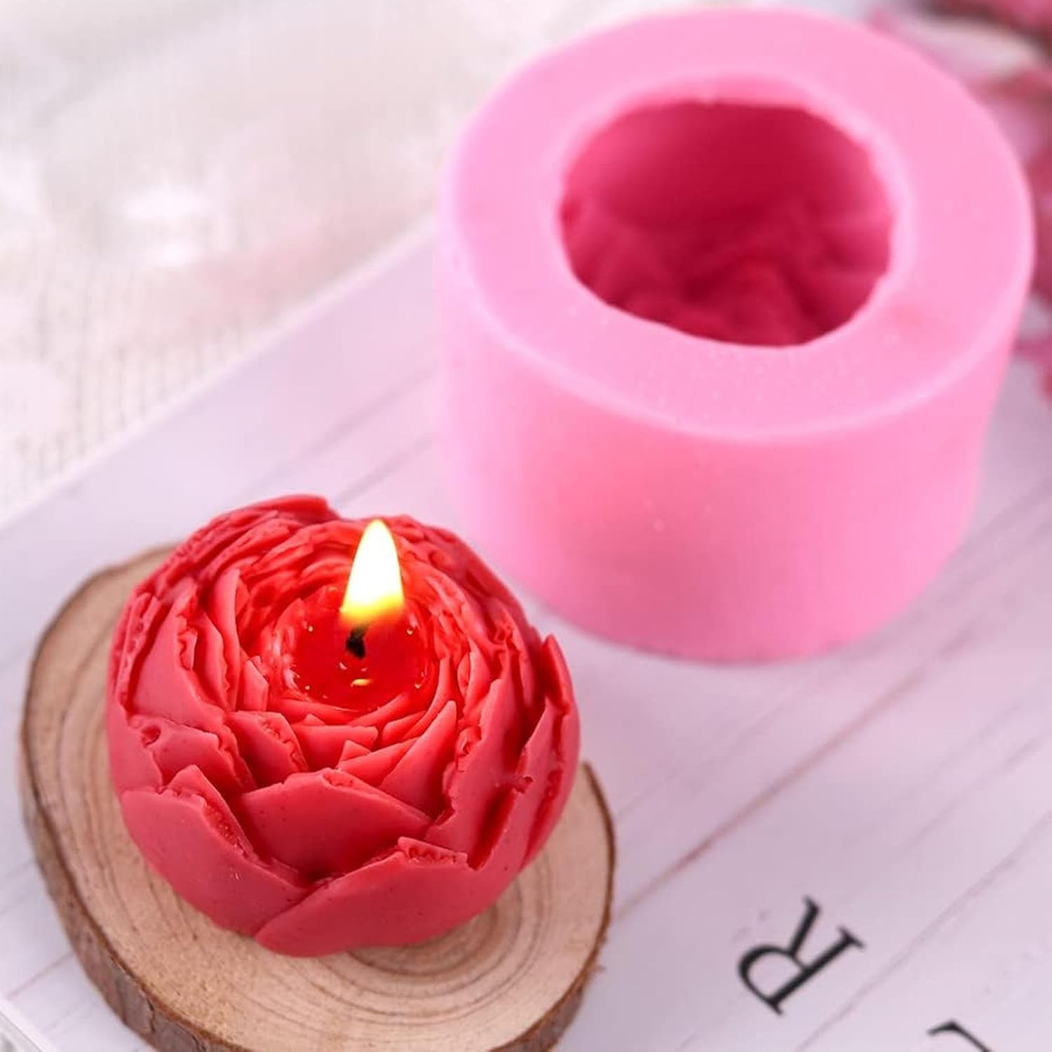 6 Pcs Flower Silicone Mold,Bloom 3D Rose Flower Silicone Molds for Resin Candle Mold,Soap Candle Making,Flower Silicone Mold Crafts Making Supplies for Valentine'S Day Gifts image number 1