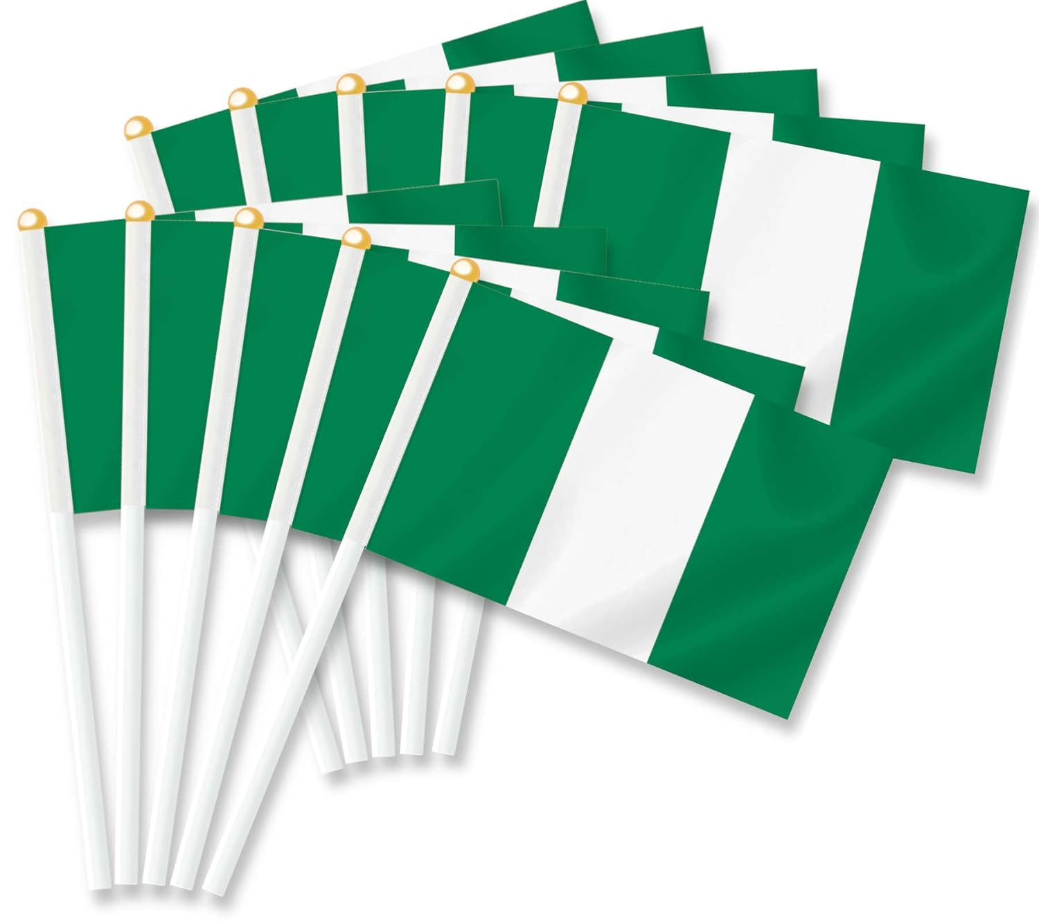 10 PCS Nigeria Handheld Small Flag, Nigerian Hand Held Mini Decor Decoration Banner image number 2