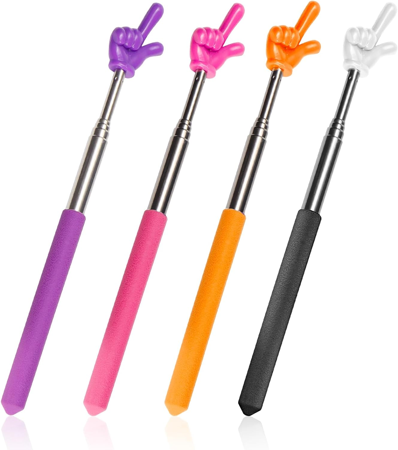 Bagentry 8 Pcs Teacher Pointer Stick for Classroom, Extendable Pointer Finger, Telescoping Hand Pointer, Retractable Pointing Stick Reading Aid for Presentation Whiteboard School Supplies