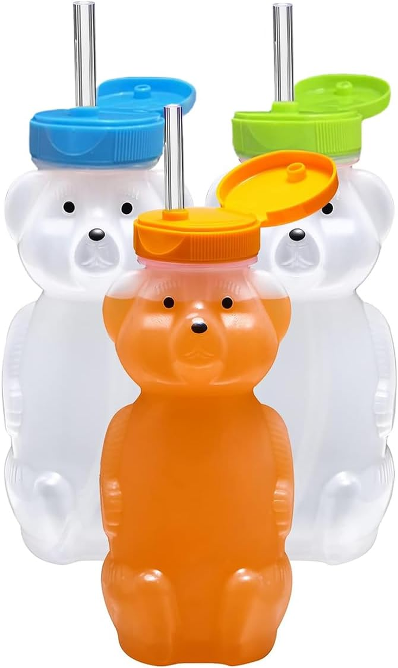 WDOPEN 3 Pack 8 Fluid Oz Plastic Bear Honey Bottle Jars, Honey Squeeze Bottle Empty with Flip-Top Lid for Storing and Dispensing image number 5