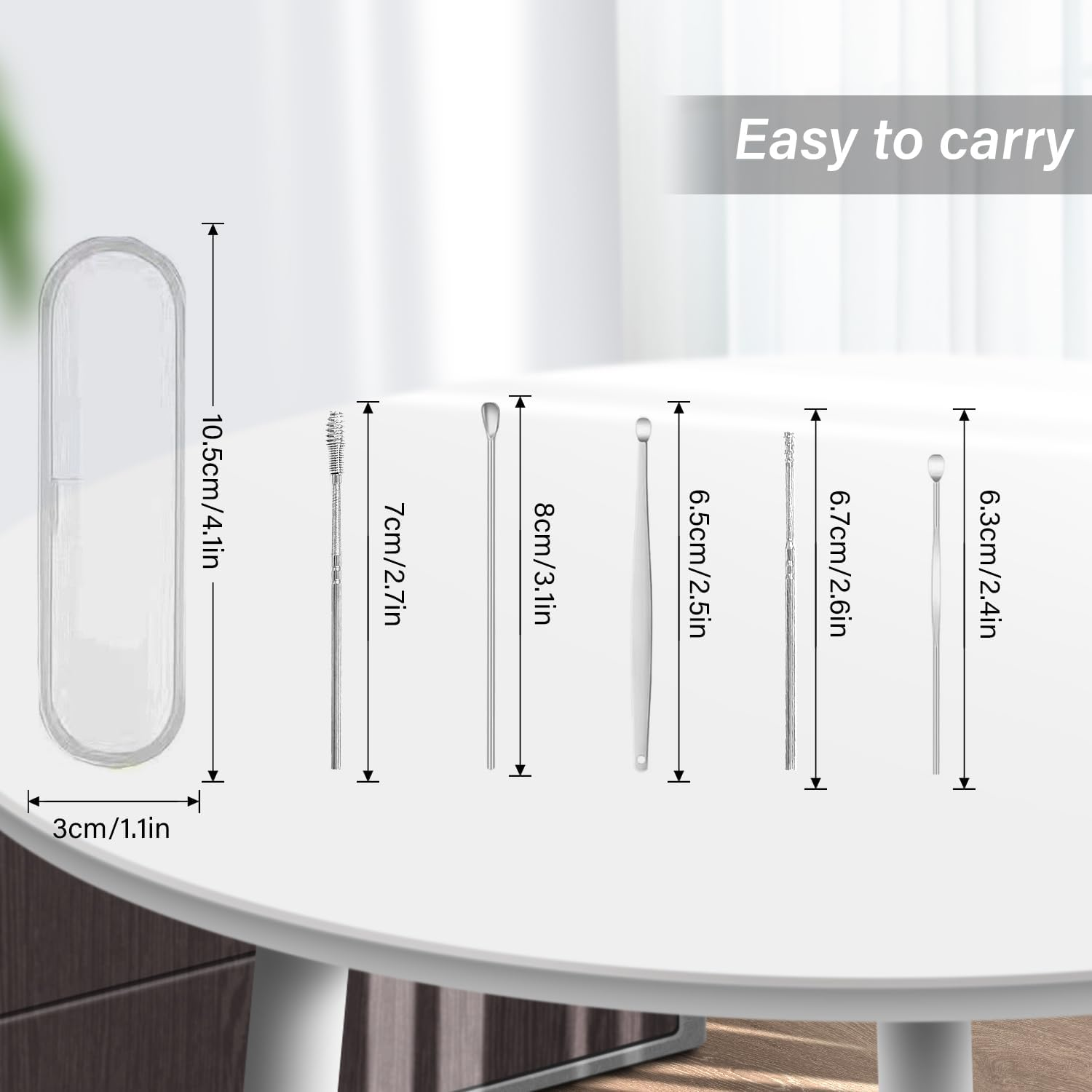 EKIND Earwax Removal Tool Kit 6 in 1 Stainless Steel Ear Cleanesing Set for Adults Kids,With Small Storage Box image number 2