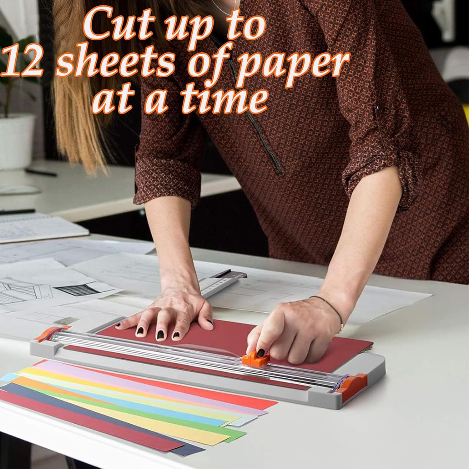 A4 Paper Cutter 12 Inch Office School Paper Trimmer Scrapbooking Tool with Security Blade for Label, Origami, Card, Photo, Coupon, Scrapbook, Cardstock, Laminated Paper, and Craft Project (White)