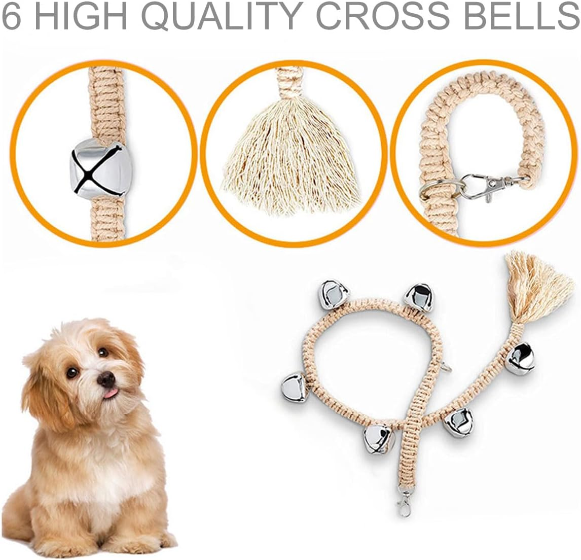 AIMALL 2PCS Dog Doorbell with 6 High-Quality Bells, Adjustable Hanging Rope for Potty Training, Fun & Effective Communication Tool for Dogs to Replace Barking image number 4