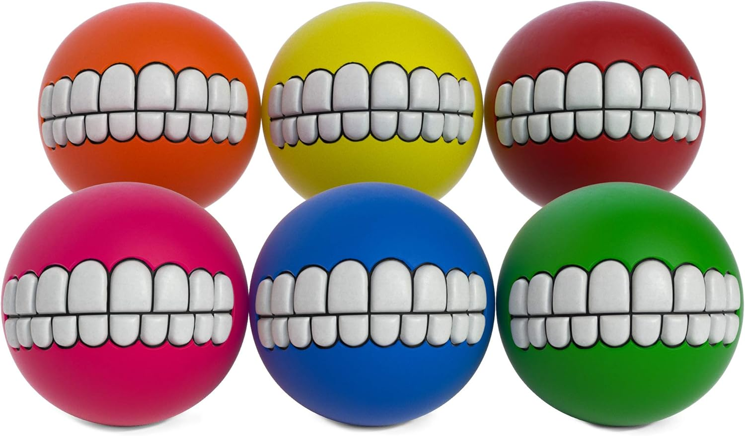 SLR Brands 6 Pack Teeth Ball for Dog and Pets with Funny Human Smile Ball for Dog Ball Also a Great Teeth Toy Chew Squeaker Squeaky Sound Dog Puppy Play Toys Chew Toys image number 3