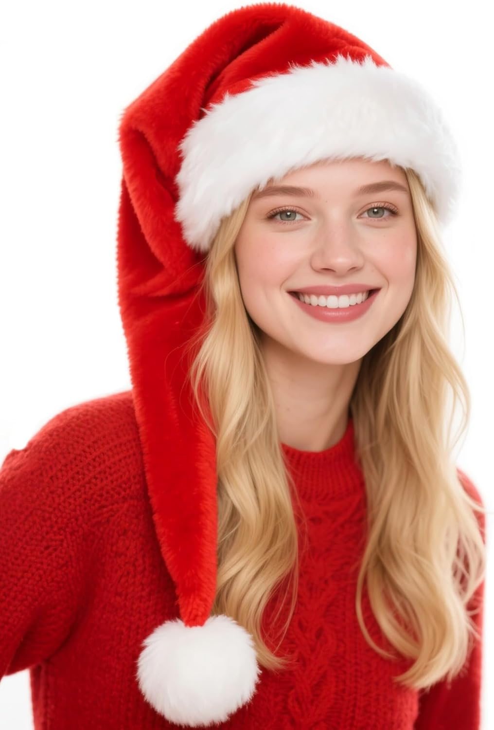 Long Santa Hats Xmas Velvet Christmas Hats for Adults Keep Warm Winter Christmas Costume