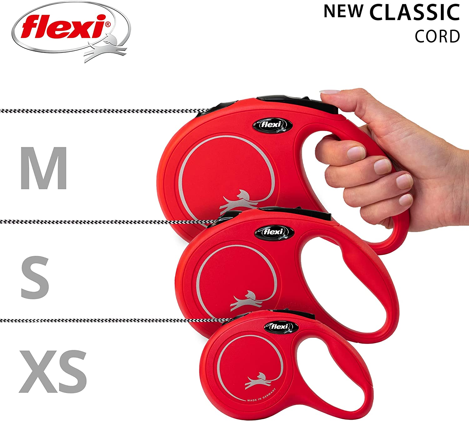 Flexi New Classic Retractable Lead Cord, Red, Small, 8M, 12Kg image number 5