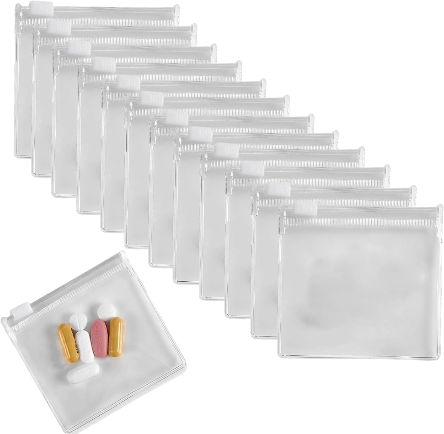 Kalione Clear PVC Storage Bags, 10 or 14 Pack, Airtight Pouches, Moisture-Proof for Medicine, Small Crafts Organization,Jewelry,Earring Ring,Necklace Organizer (10 PCS, 8Cm X 12Cm)