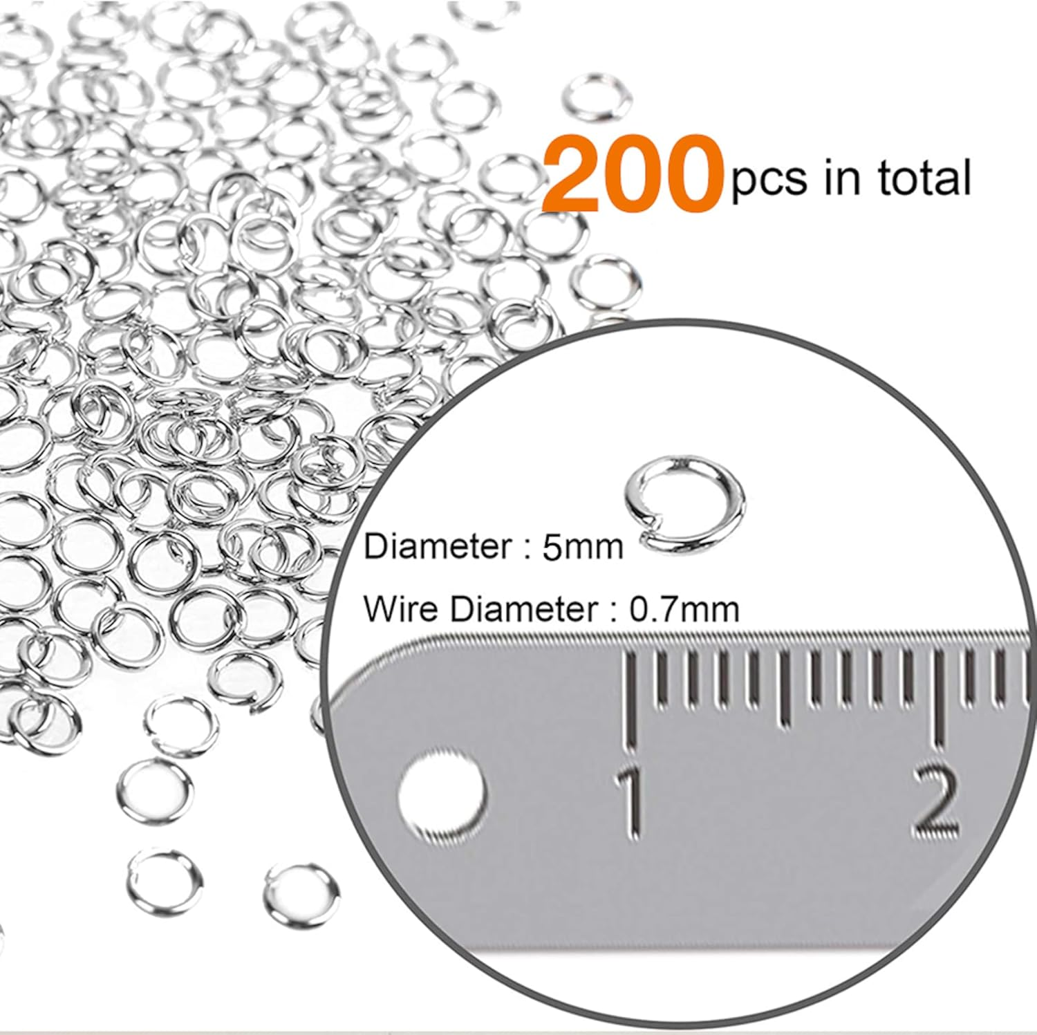 200 PCS Open Jump Rings 5Mm X 0.7Mm Stainless Steel Open Jump Rings Connectors Jewelry Findings (Gold) image number 1