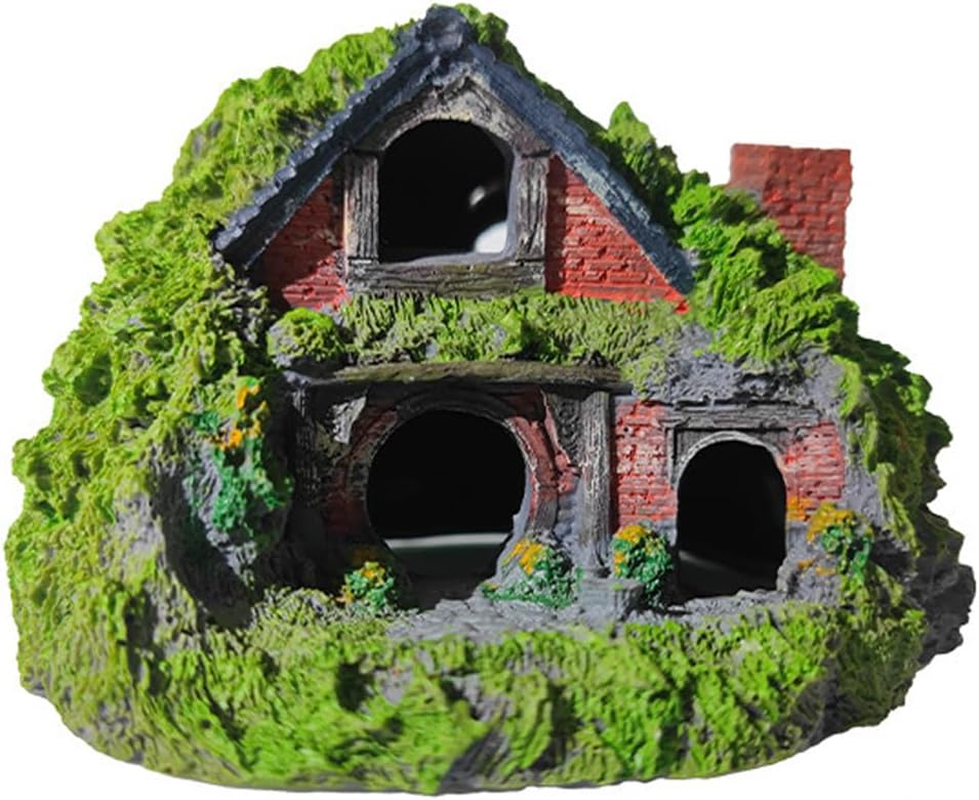 AIMALL Resin Grass House for Aquarium - Simulated Thatch Decoration, Fish Hideout, Enhances Playfulness and Relieves Stress, Suitable for All Water Types