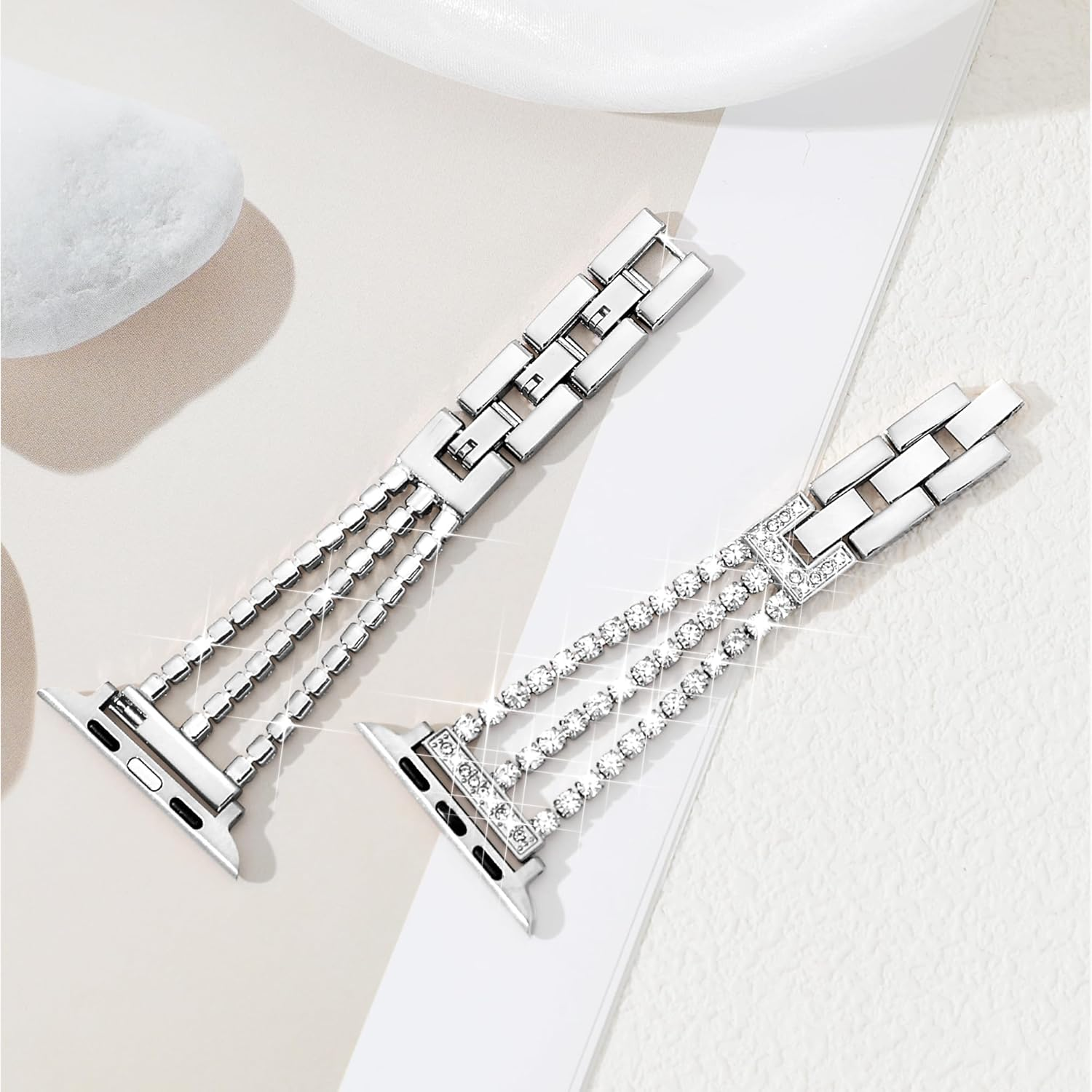 Ocaer Compatible with Apple Watch Band 42Mm 41Mm 40Mm 38Mm 46Mm 45Mm 44Mm 49Mm, Bling Metal Strap for Iwatch Series 11 10 9 8 7 6 5 4 Ultra SE 3 2 1,Thin Jewelry Apple Watch Bracelet Bands for Women image number 4