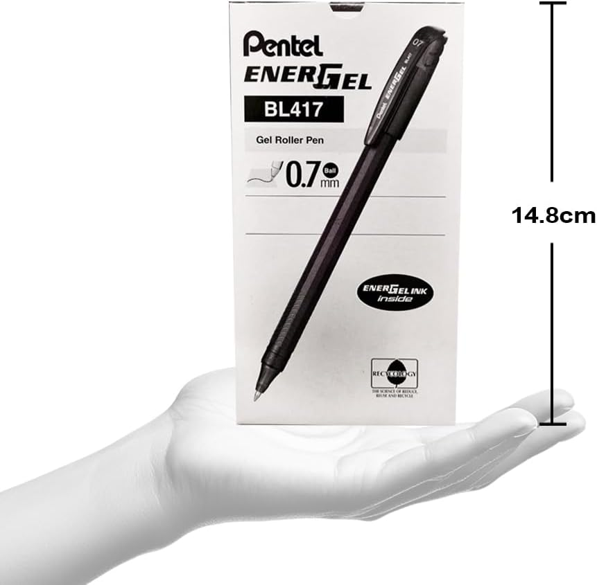 Pentel Energel Liquid Gel Ink 0.7Mm Medium Nib Stick Pen Navy Ink, Box of 12 Pens (BL417-CA) image number 3