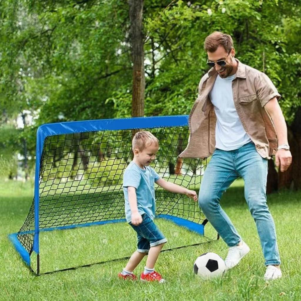 Soccer Goal Set - 2 Set of 6X4 / 4X3 Ft Toddler Soccer Nets Training Equipment, Soccer Ball, Pop up Portable Soccer Set for Kids and Youth Games and Training Goals image number 2