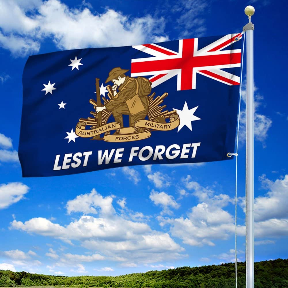 Anzac Day Flag Lest We Forget Australian Double Sided Grommet Flag Decor Outdoor Flags for Memorial Day