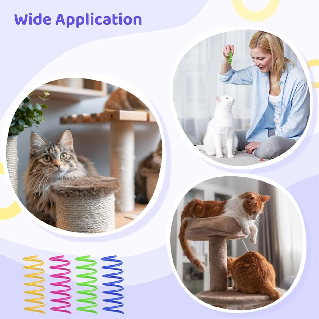 Idopick 40 Pack Cat Spring Toys, 2Inch Creative Toy Plastic Colorful Kitten Spiral Spring Durable Cat Plastic Coil Indoor Interactive Toy for Swatting, Biting, Hunting Chasing Bitingt Toys image number 5