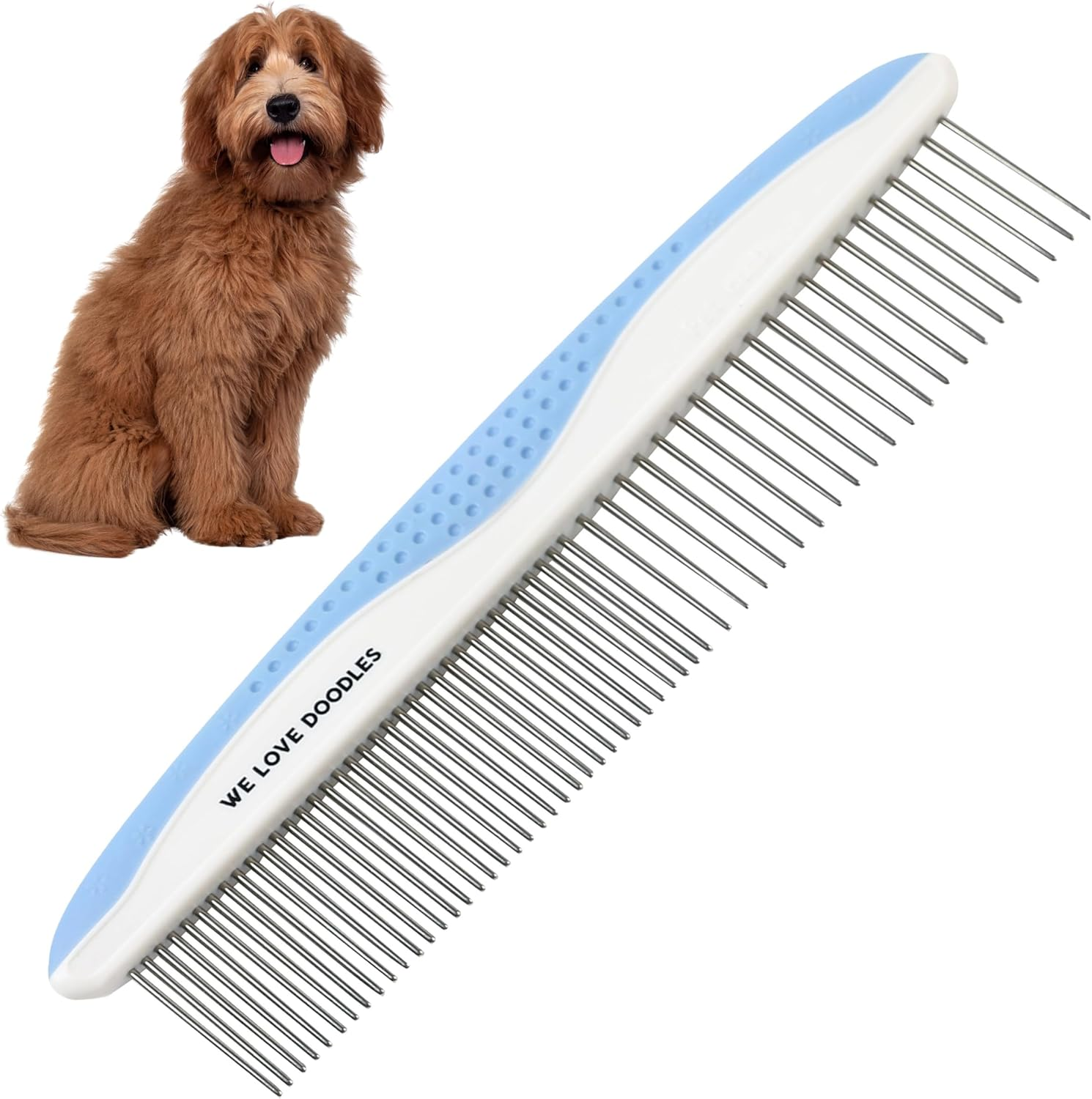 We Love Doodles Metal Dog Grooming Comb | Removes Tangles & Matts | Dematting Pet Combs | Detangler for Matted Hair | Best Comb for Poodles, Goldendoodles, Doodles & Long Haired Dogs (Large) [] image number 2