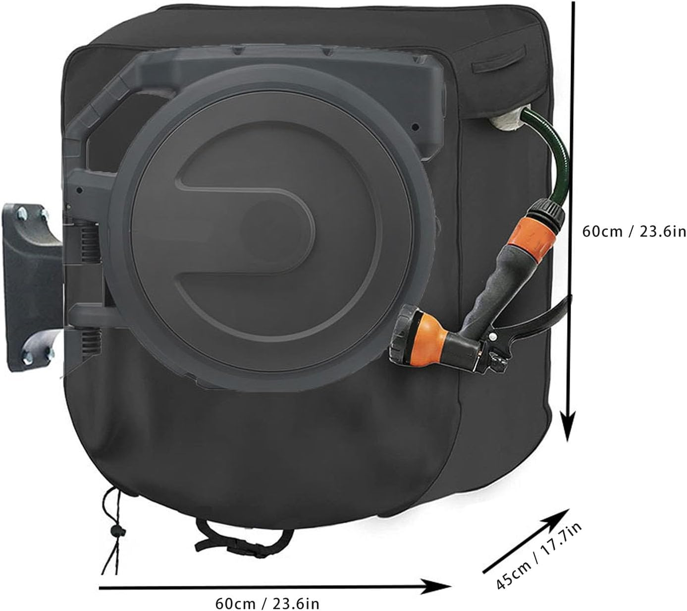 Omabeta 1PCS Wall Mounted Hose Reel Cover,Retractable Hose Reel Protective Cover, Water Resist Sunproof for Garden Tools Accessories, 23.6X17.7X23.6" image number 6