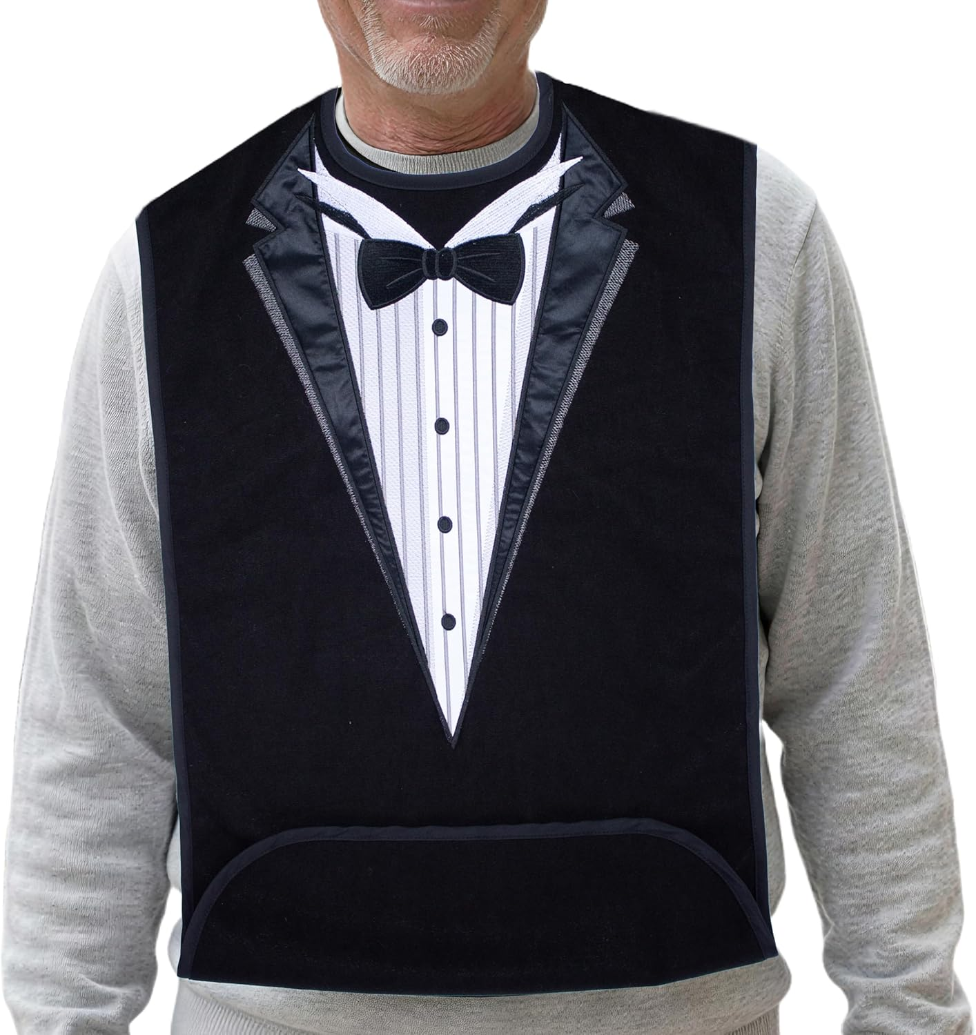 Adult Bib for Men with Embroidered Design. Waterproof, Reusable & Washable - Argyle Sweater image number 3