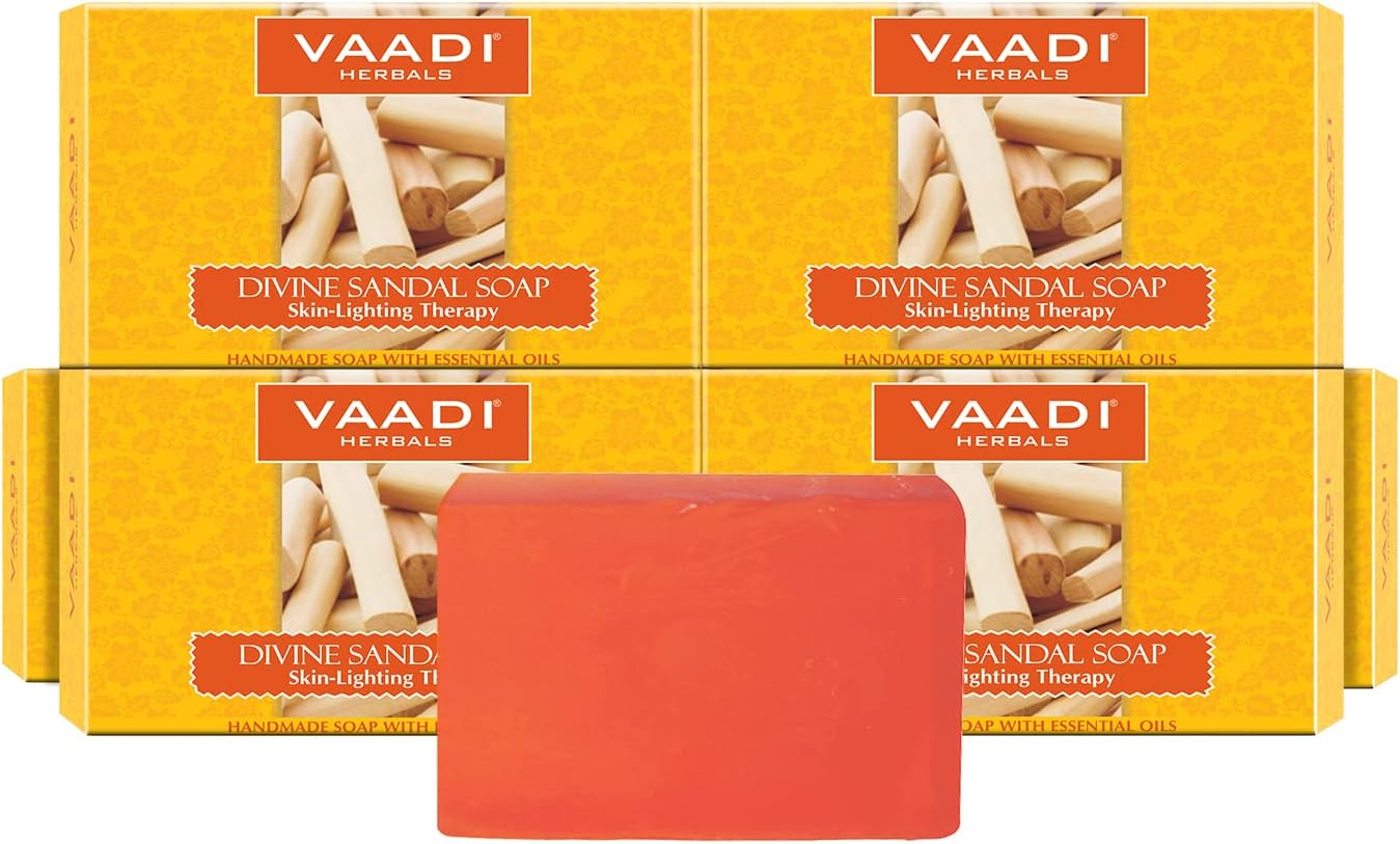 Vaadi Herbals Divine Sandal Soap with Saffron & Turmeric 75G (Pack of 6) image number 5