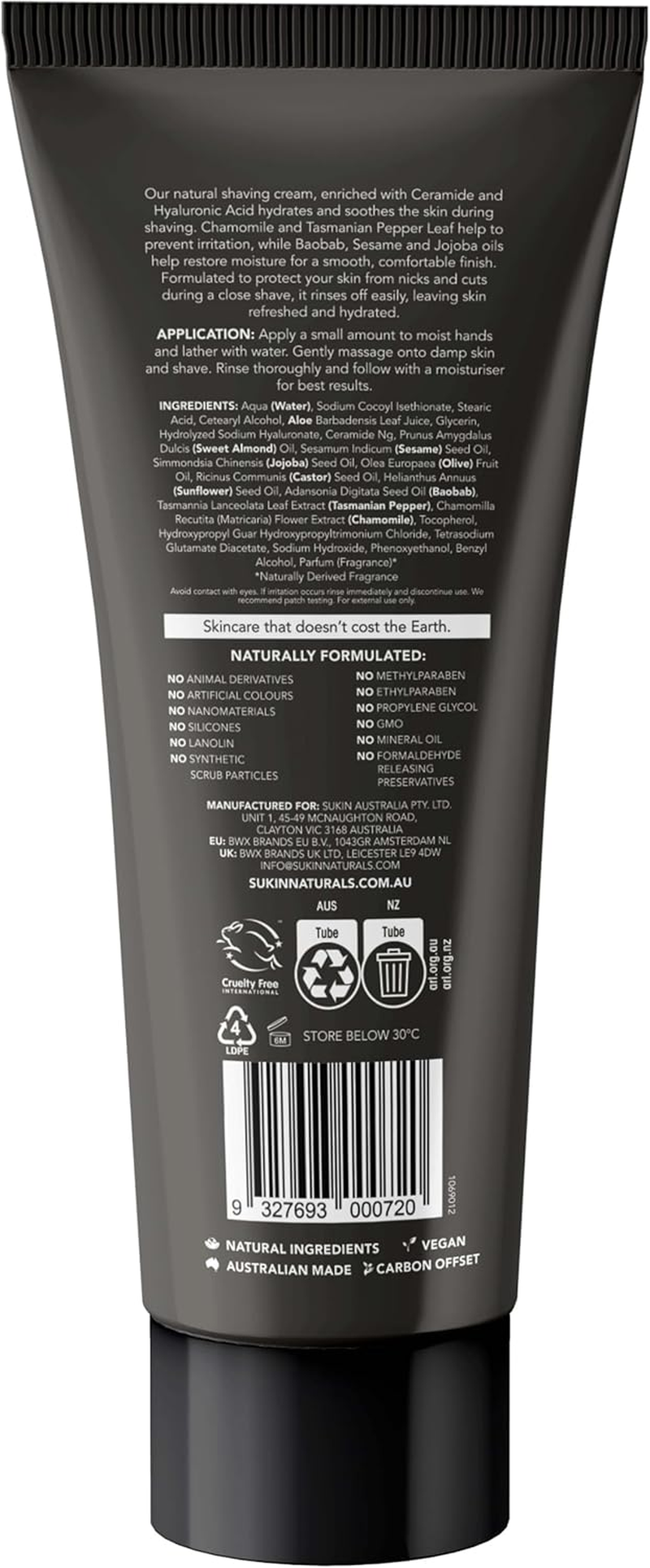 Sukin Men'S Shaving Cream 200 Ml