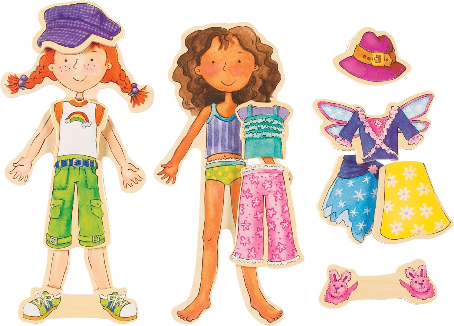 TS Shure by Bendon Daisy Girls 40-Piece Wooden Magnetic Dress up Doll 50463 image number 4