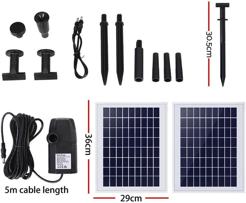 Gardeon Solar Water Fountain, 5.9Ft Bird Bath Feature Pond Pump Outdoor Features Fountains Garden Pool Patio Decoration, Powered DC Brushless Energy Efficient Black image number 5