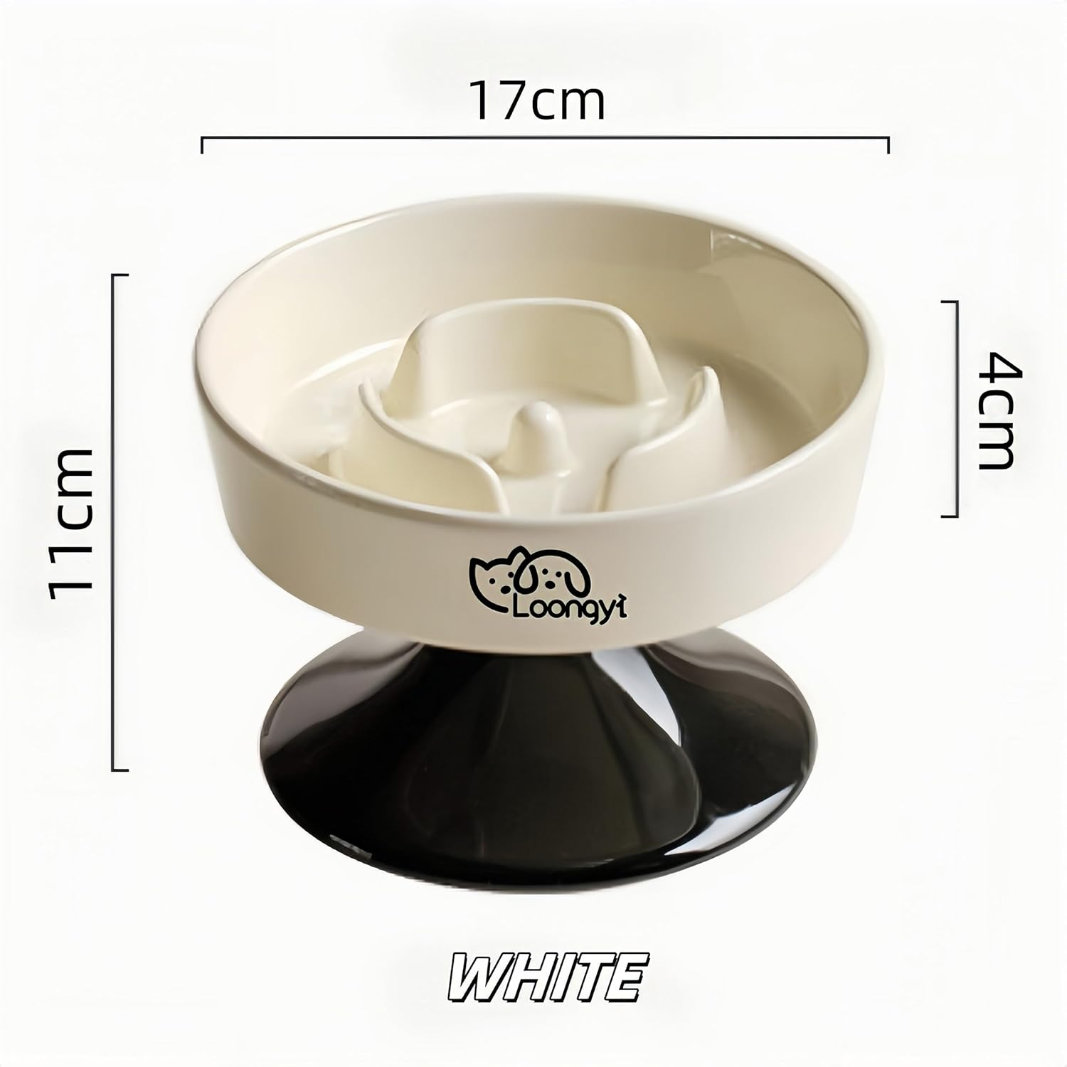Ceramic Elevated Pet Slow Feeder Bowl - 400G Capacity Anti-Choke Cat & Dog Food Dish - Neck Protection Cat Dog Meal Plate image number 1