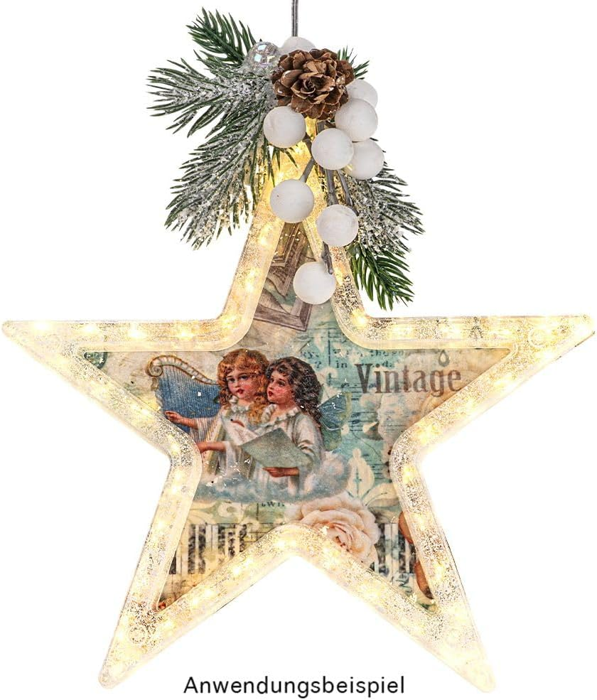 Ideen Mit Herz LED Star Frame | Pack of 3 | Warm White | Window Decoration | with Suction Cup | Battery Operated | Includes Timer | 18.7 Cm X 1 Cm X 18.3 Cm image number 5