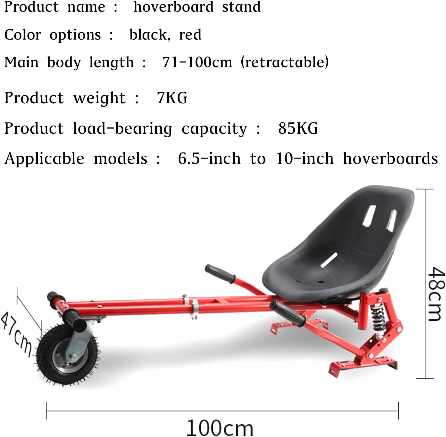 Hoverboard Frame &ndash; Adjustable Go Kart Frame for Crazy Cart Fun, Fits 6~11" Boards, Durable Metal Build with 360&deg; Steering Handles, Supports Kids & Adults up to 85KG (Red)