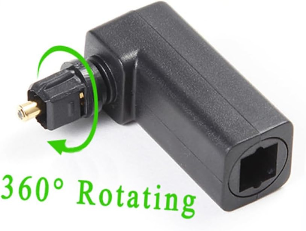 YOSADIER 5Pcs Fiber Optic Audio Adapter Male to Female Right Angle Connector with Rotatable Design Black PVC Shell for Home Theater Sound Bar and Tv image number 1