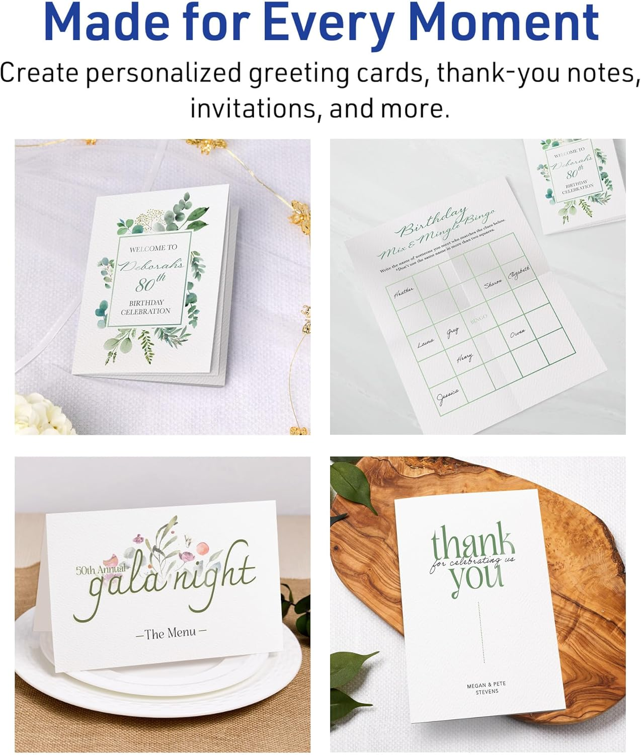 Avery Textured Half-Fold Greeting Cards for Inkjet Printers, Uncoated, 5.5 X 8.5 Inches, White, Box of 30 (03378) image number 1