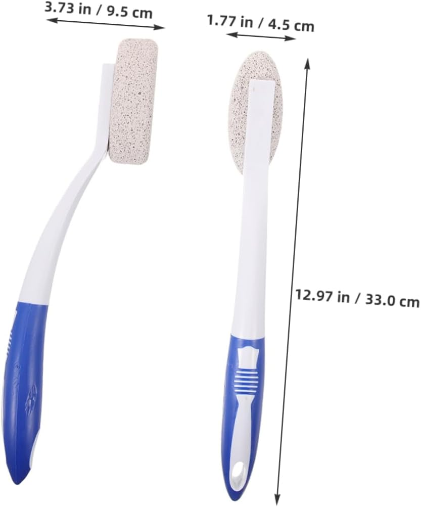 2Pcs Foot Pumice Stone Foot Scrubber Dead Skin Removal Tool Long Handle for Shower and Home image number 3