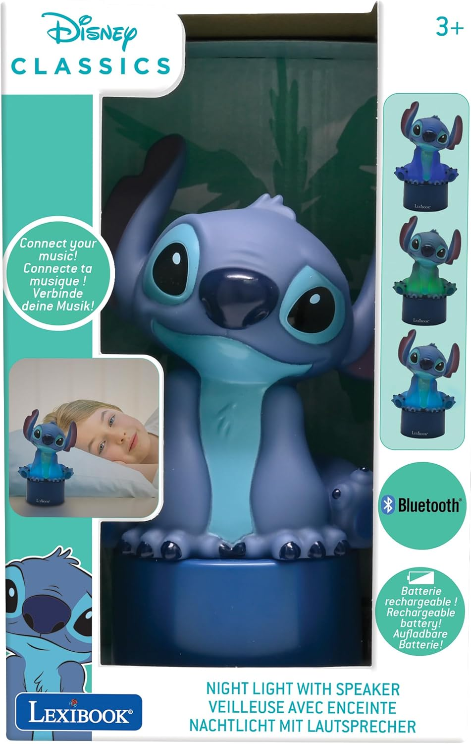 LEXIBOOK, Disney Stitch, Stitch Bluetooth Speaker Nightlight, Blue, NS02D image number 1