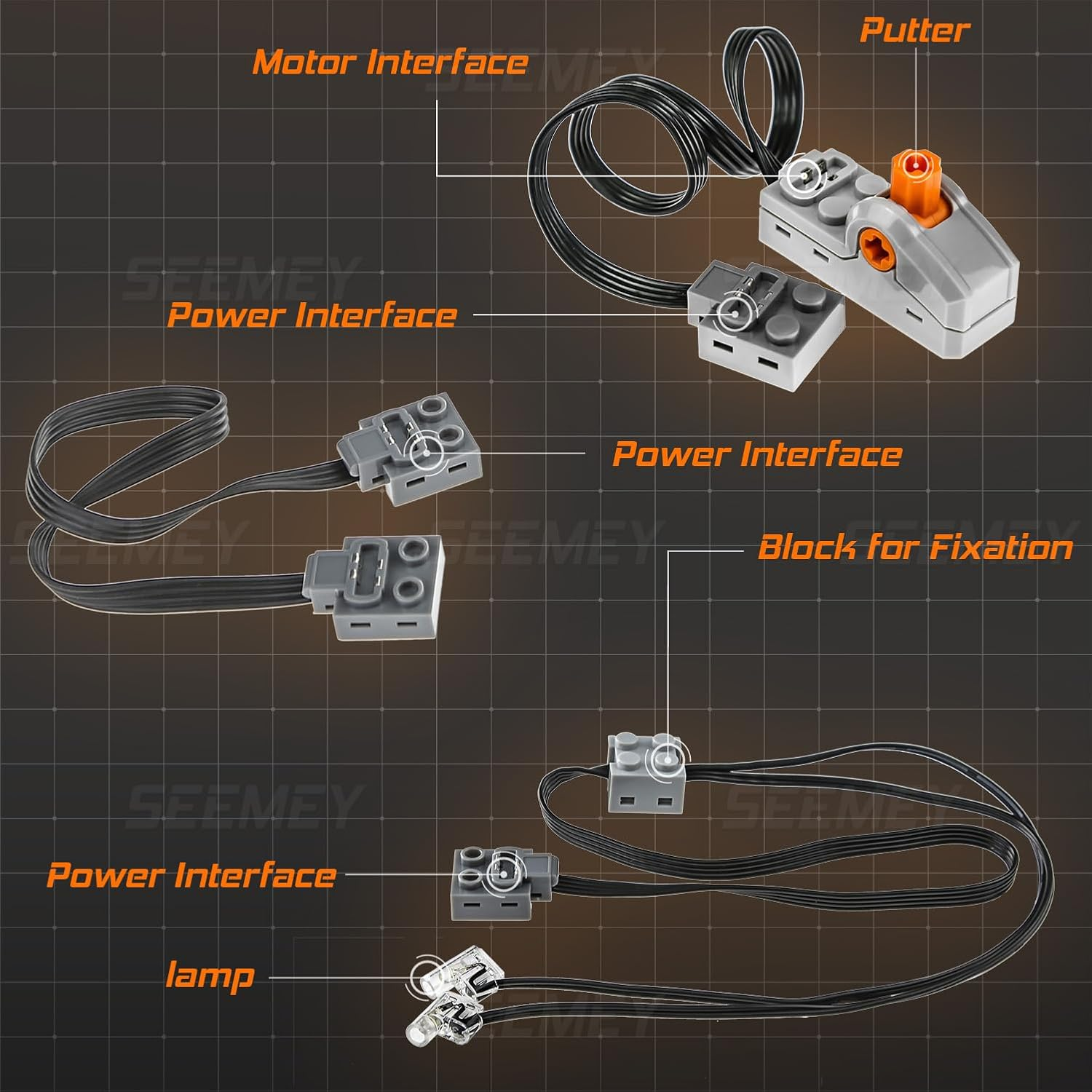SEEMEY 34Pcs Power-Function Kit Set Motor Battery Infrared-Remote-Control Receiver Train Adjustable Speed Technic-​​Motor Parts, Technic-Parts Compatible with Mainbrands
