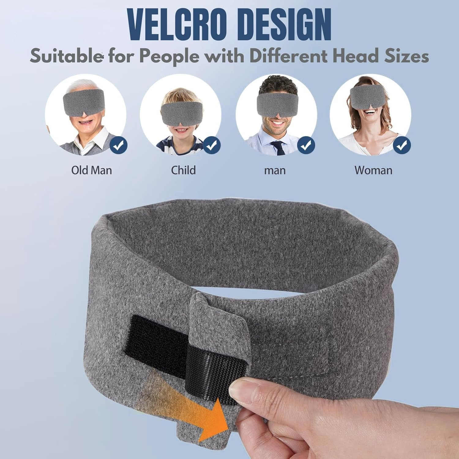 Cotton Sleep Eye Mask for Women Men - JOMWEN Upgrade Design Blackout, Soft Zero Pressure Grey Eyes Cover with Adjustable Velcro Strap for Side Sleeper Night Sleeping, Work Nap and Yoga image number 1